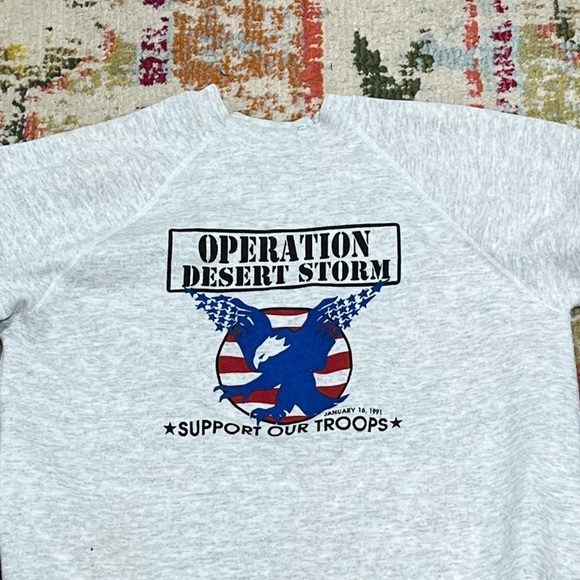 Vintage 90s Operation Desert Storm Military 1990s Crewneck Pullover Sweatshirt - Picture 2 of 5